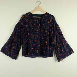 Madewell Floral Ruffle Sleeve Top